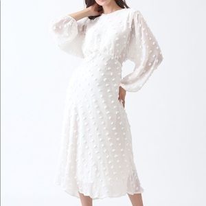 NWOT cotton candy midi dress in white